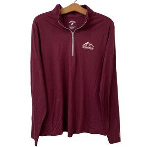 League 91 1/4  Zip Pullover Sweatshirt Mens L Cascade Mountain Range Maroon NEW